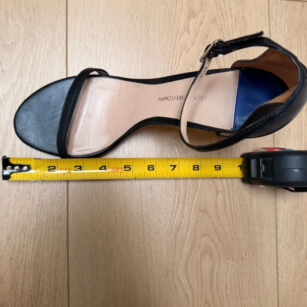 Stuart Weitzman Black Leather Nudist Ankle Strap shoes|sandals|Heels sz 10 - Picture 13 of 15